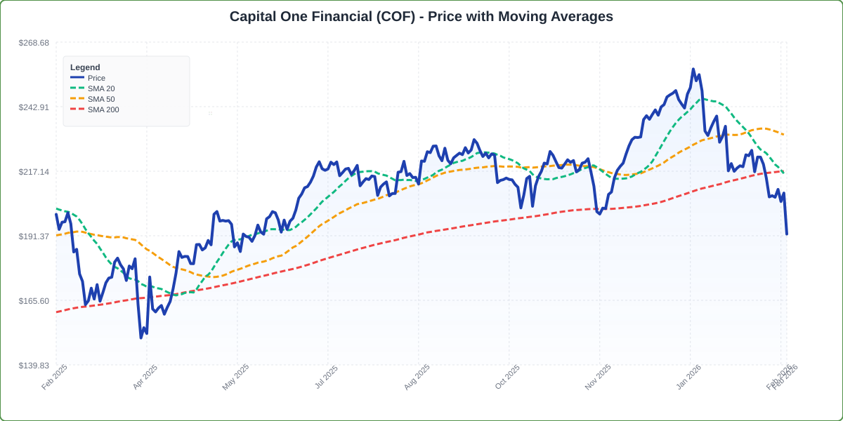 Price with Moving Averages Chart for COF - Chart ID price-ma-COF-1771879576988-b8kvgnnh8