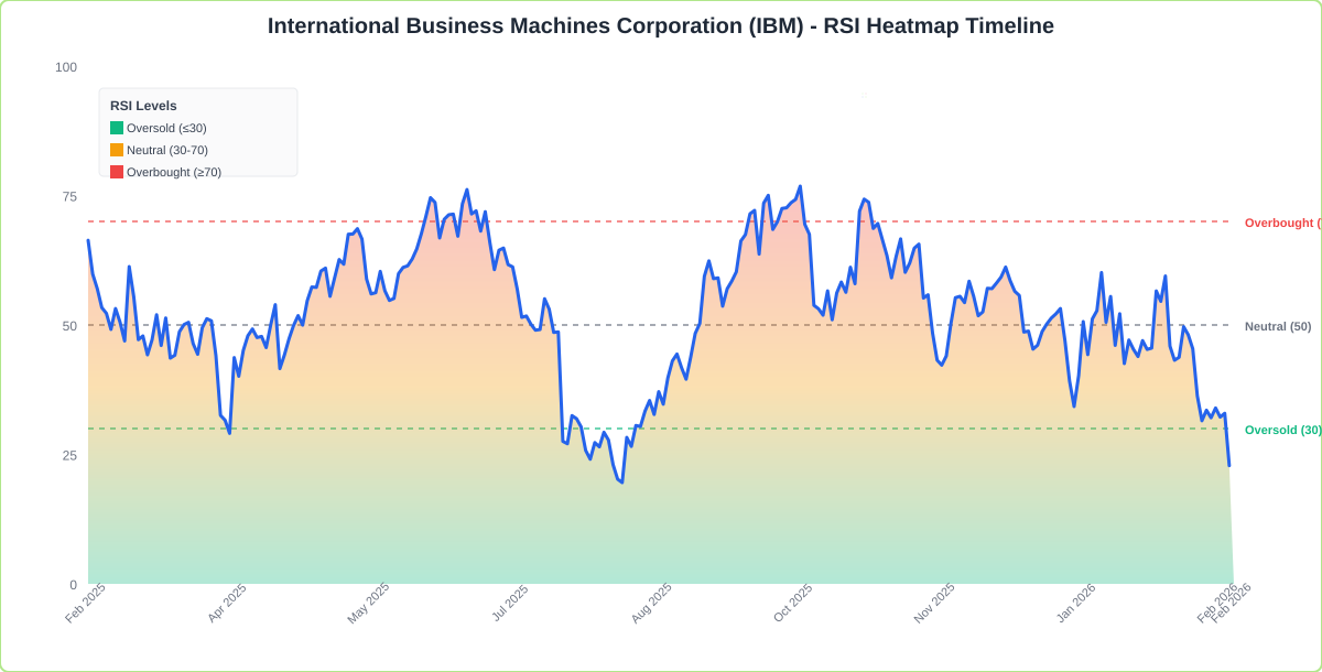 RSI Heatmap Timeline Chart for IBM - Chart ID rsi-hm-IBM-1771949058112-etwzosipr